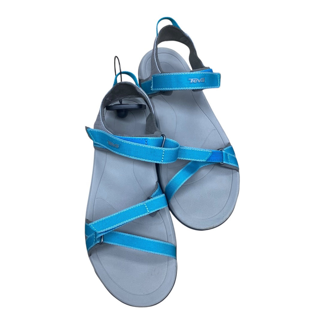 Sandals Flats By Teva In Blue & Grey, Size:8