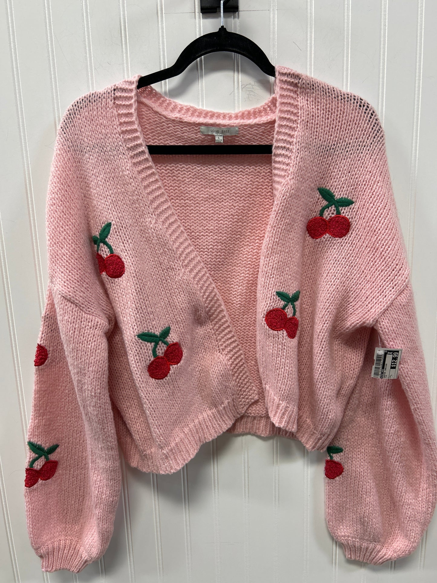 Sweater Cardigan By Love Tree In Pink, Size:L
