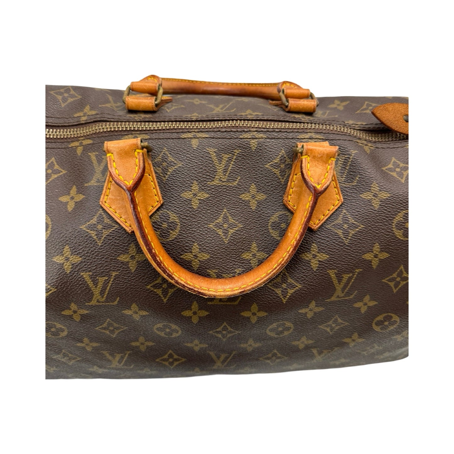 Speedy 40 Monogram Brown Handbag Luxury Designer Louis Vuitton, Size Large