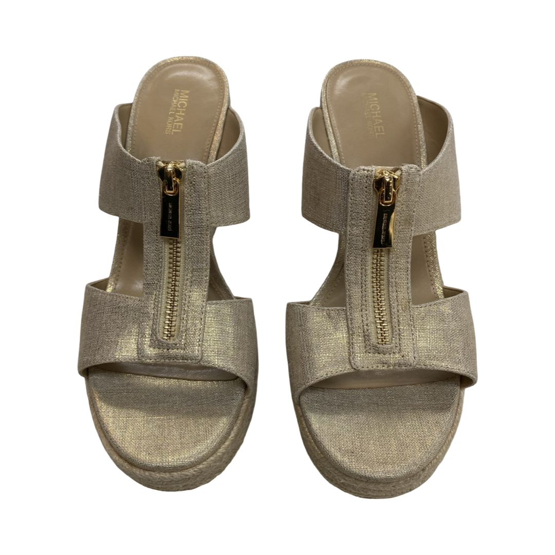 Sandals Heels Platform By Michael By Michael Kors In Gold, Size:9.5