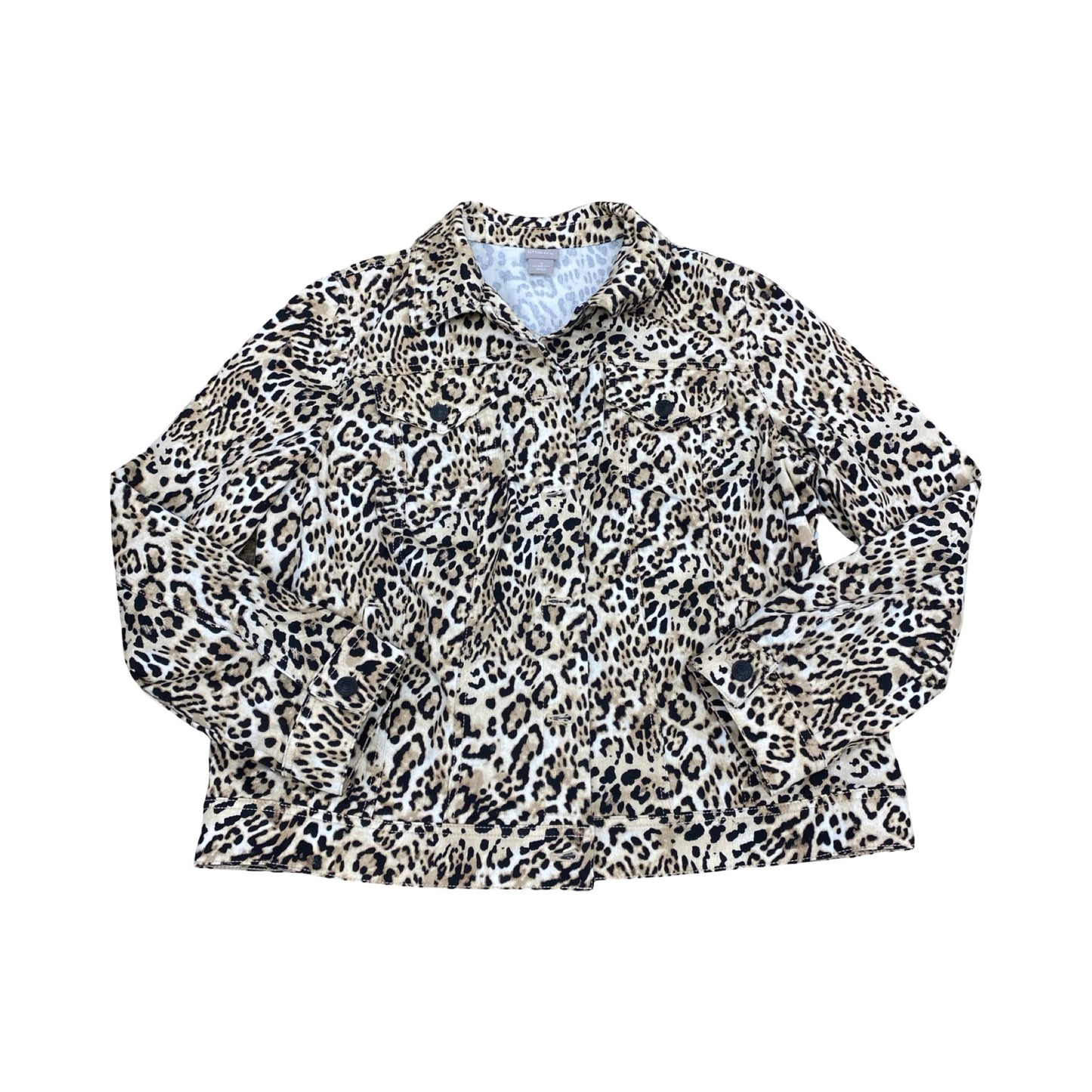 Jacket Denim By Chicos In Animal Print, Size:L