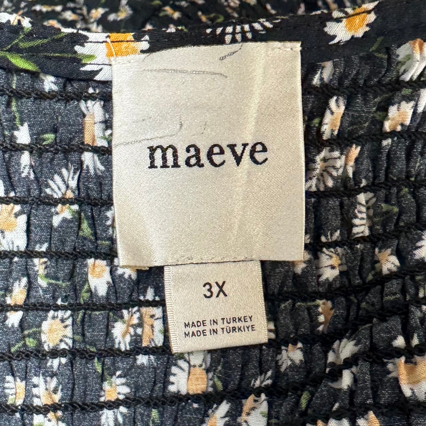 Sleeveless Boat-Neck Smocked Mini Dress By Maeve In Floral Print, Size: 3x