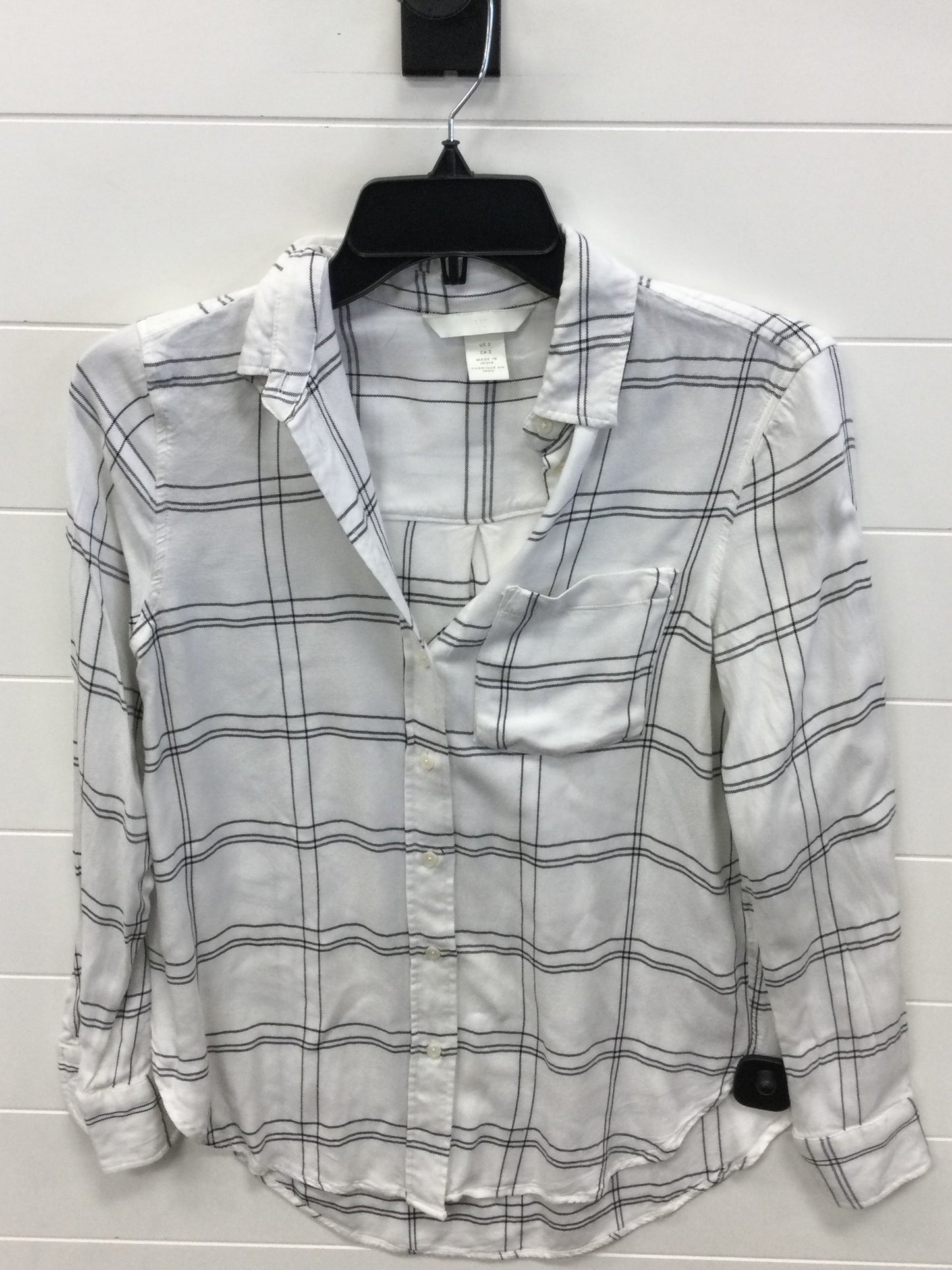 Blouse Ls By H&M In Black & White, Size:2
