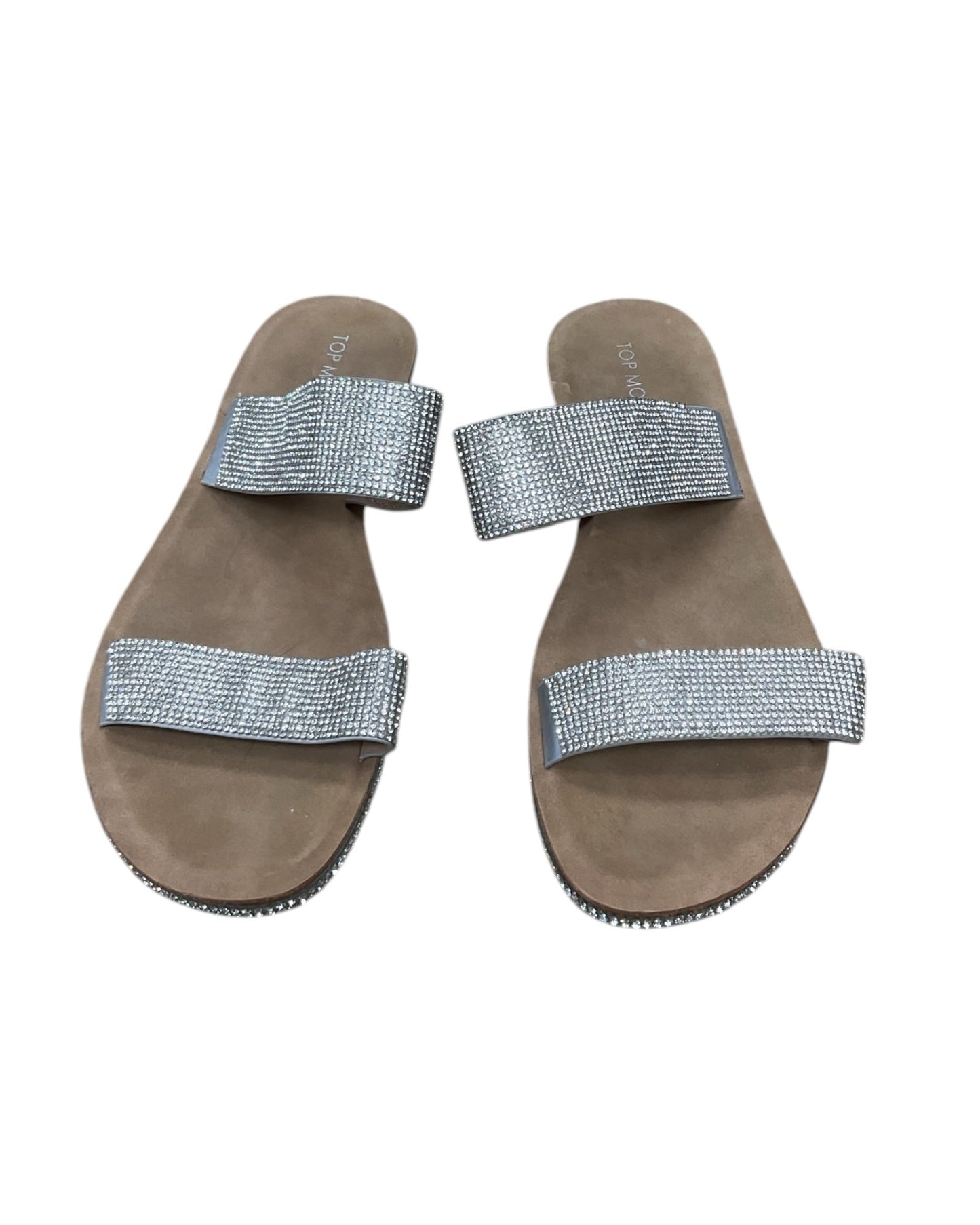 Sandals Flats By Top Moda In Silver, Size:10