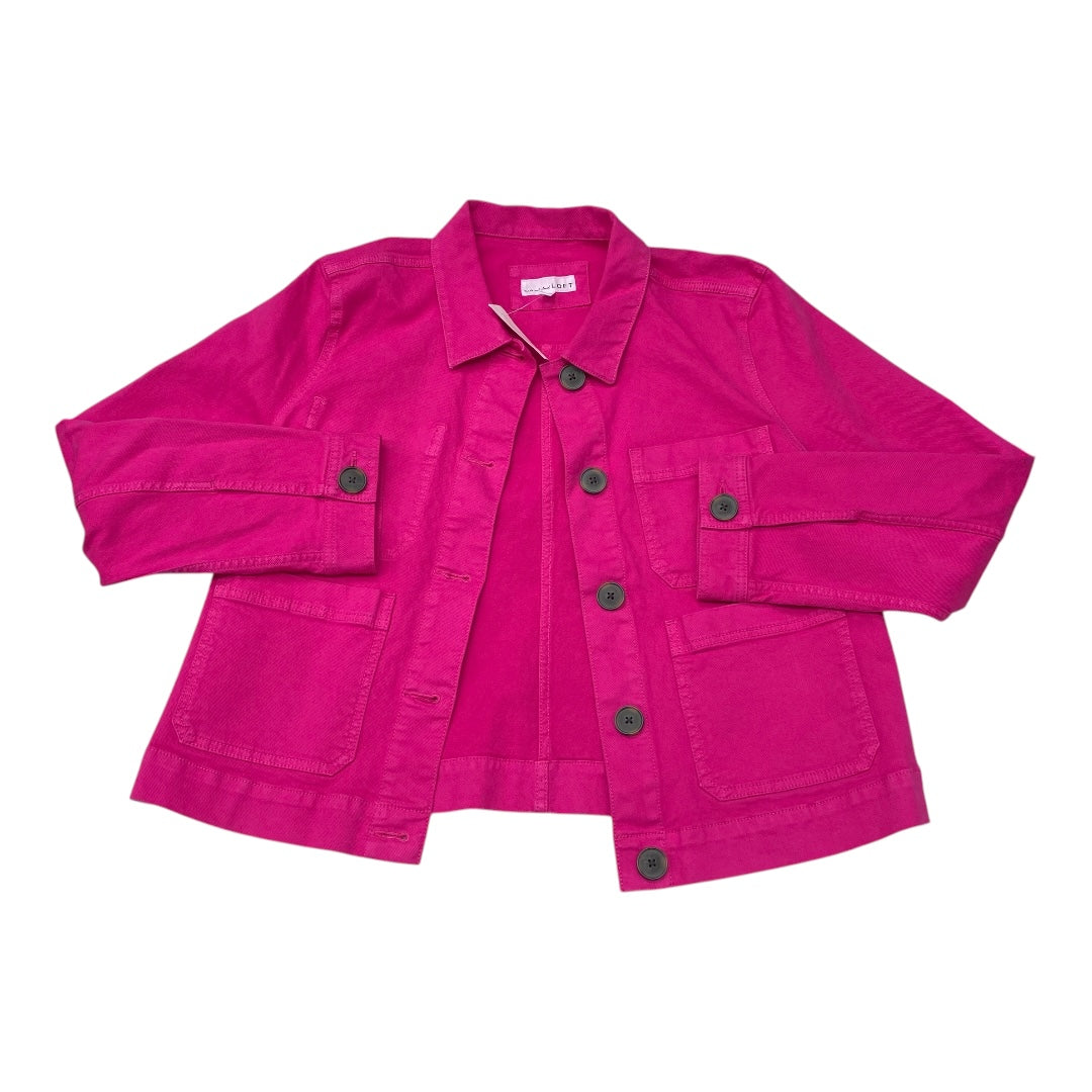 Jacket Denim By Loft In Pink Denim, Size:L