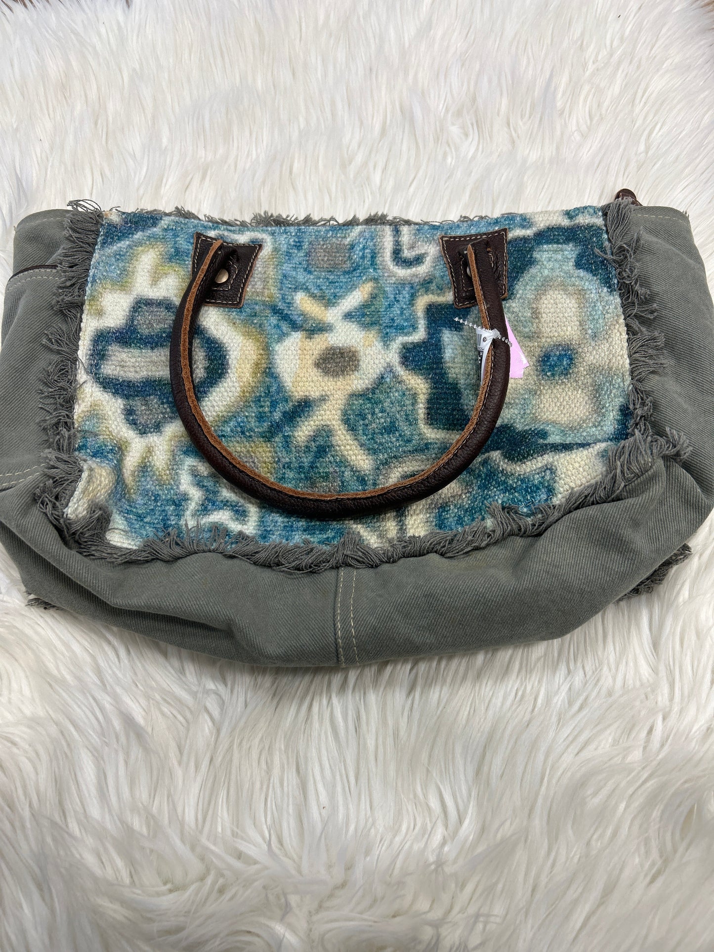 Handbag By Myra In Blue & Grey, Size:Large