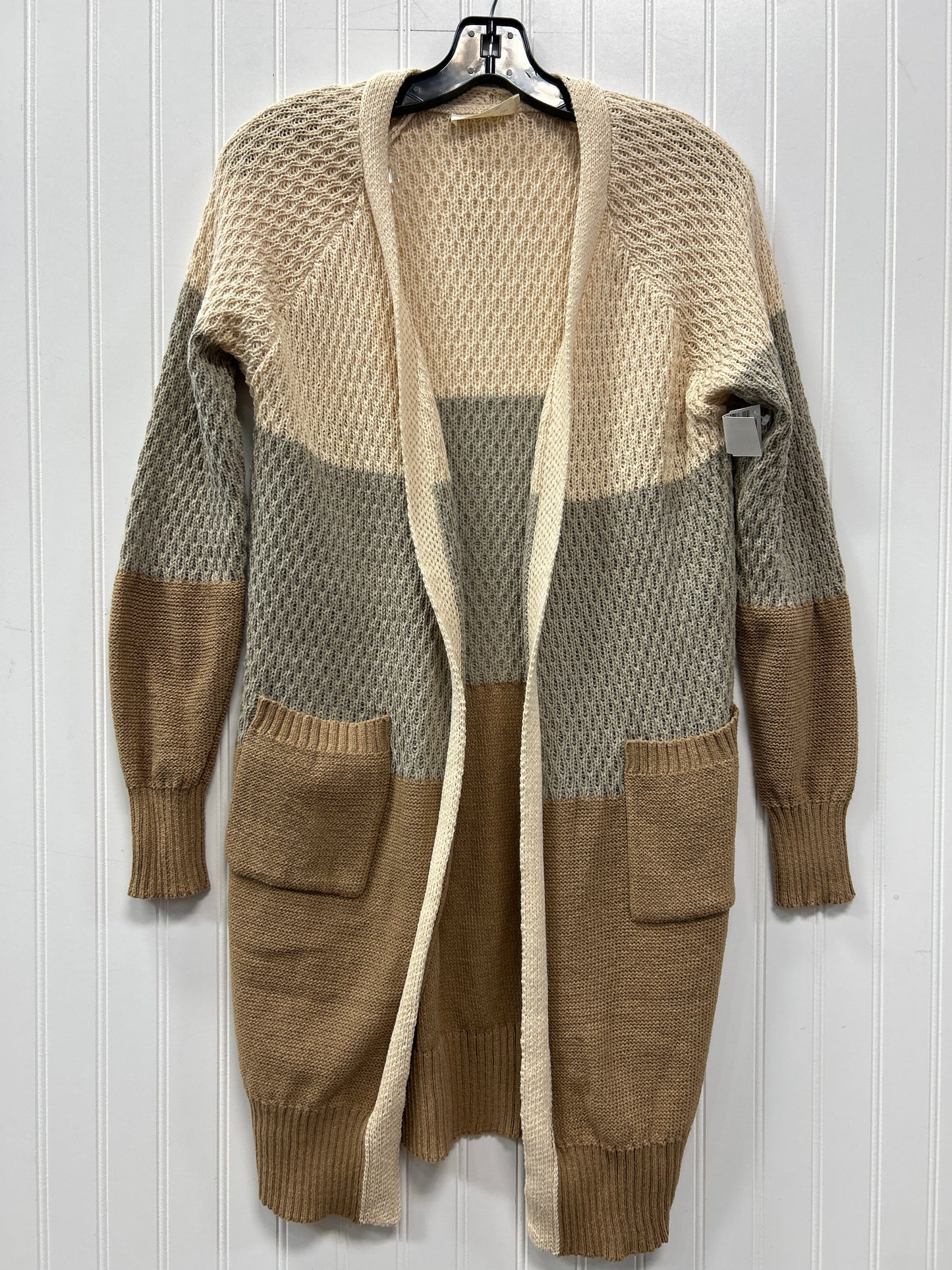 Sweater Cardigan By Doe & Rae In Tan, Size:S