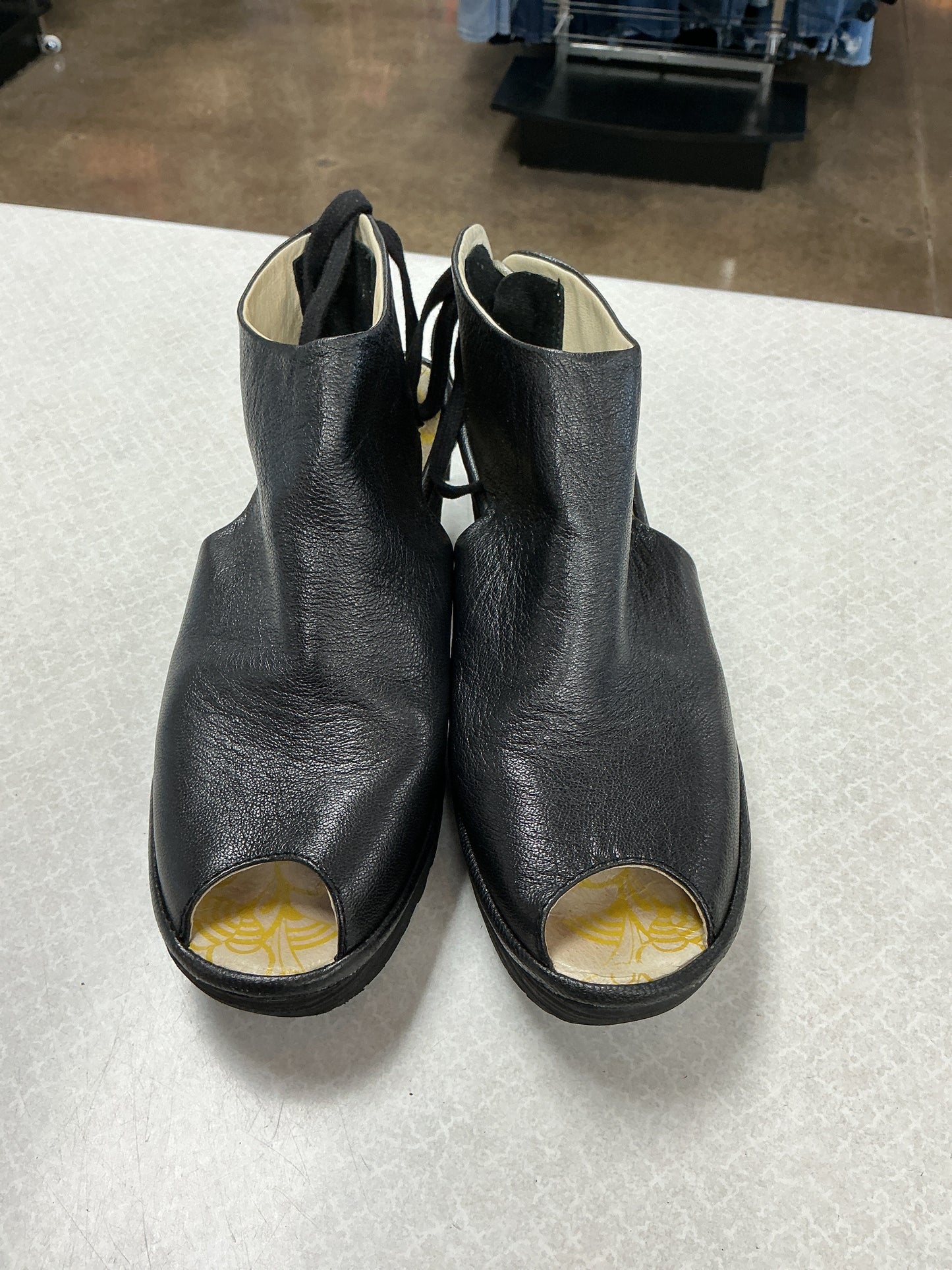 Sandals Heels Wedge By Fly London In Black, Size:8.5