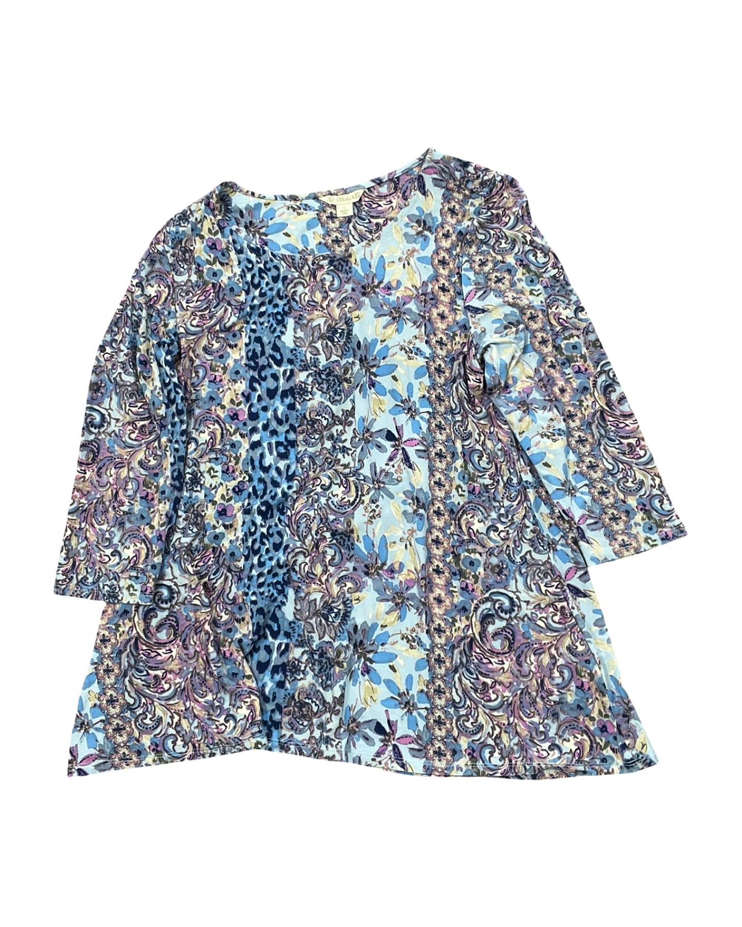 Top 3/4 Sleeve By Clothes Mentor In Blue & Pink, Size:L