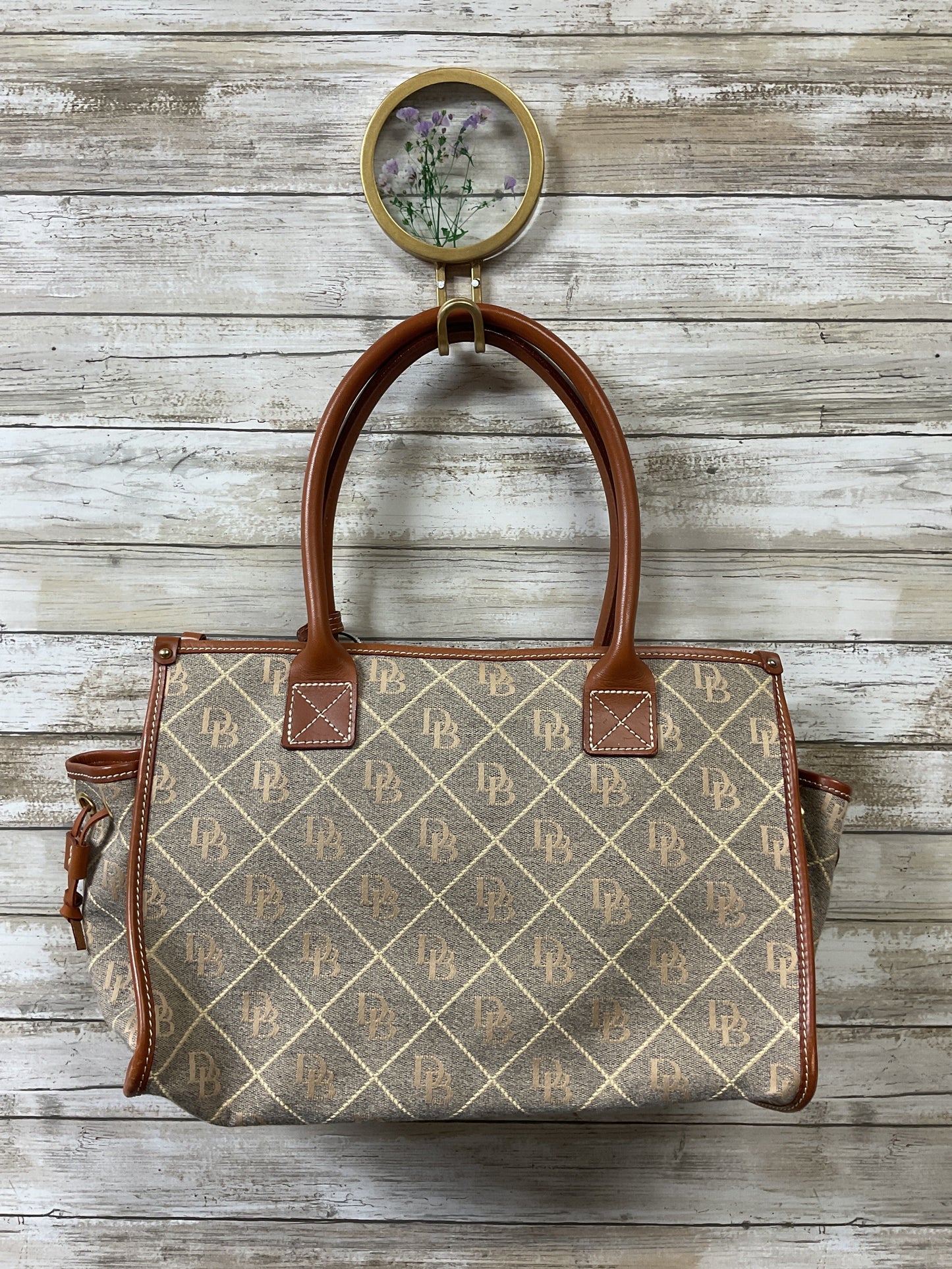 Handbag Designer By Dooney And Bourke In Brown & Grey, Size:Medium