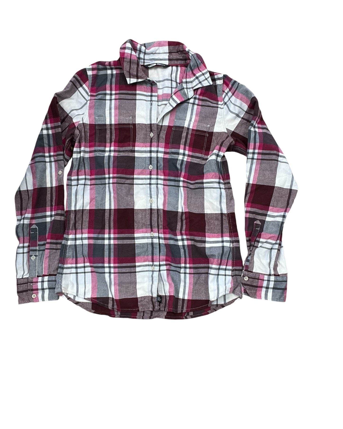 Top Ls By The North Face In Grey & Pink, Size:M
