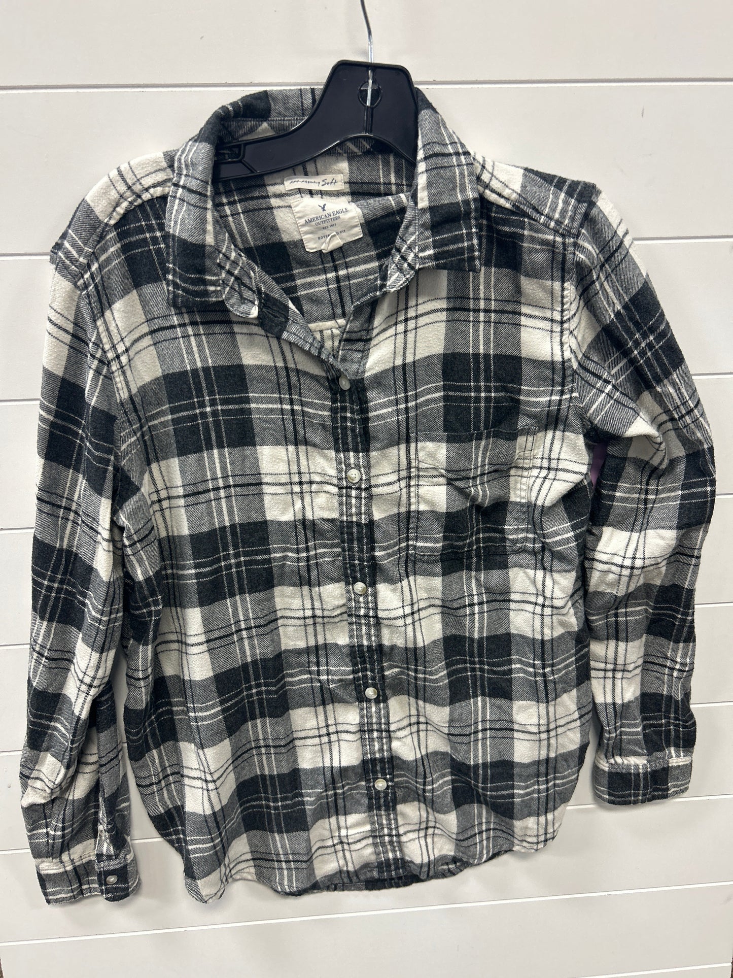 Blouse Ls By American Eagle In Black & White, Size:L