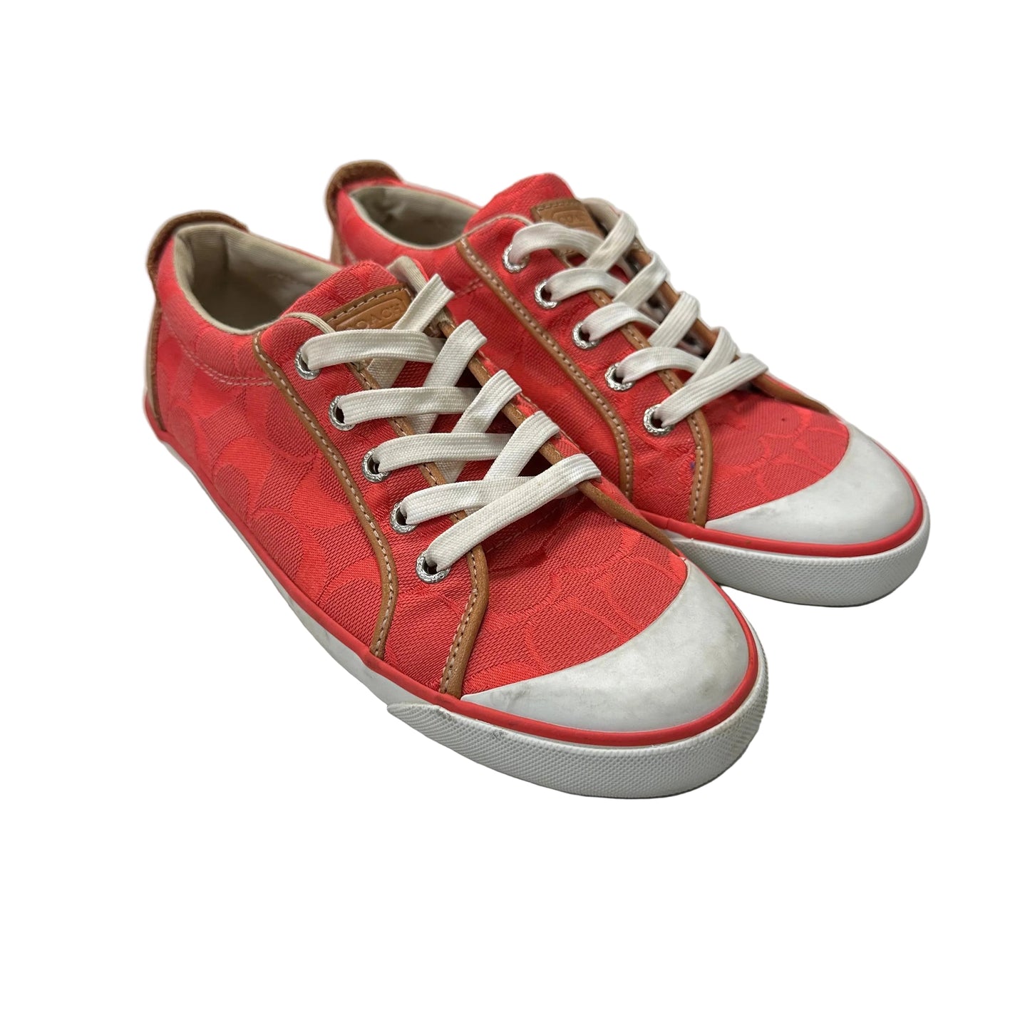 Shoes Designer By Coach In Red & Tan, Size:6.5