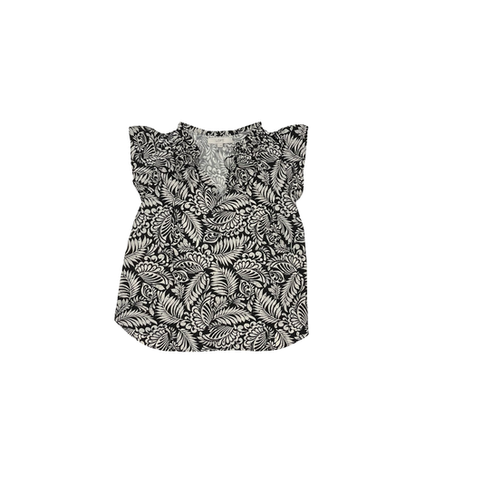 Blouse Ss By Loft In Black & Cream, Size:S