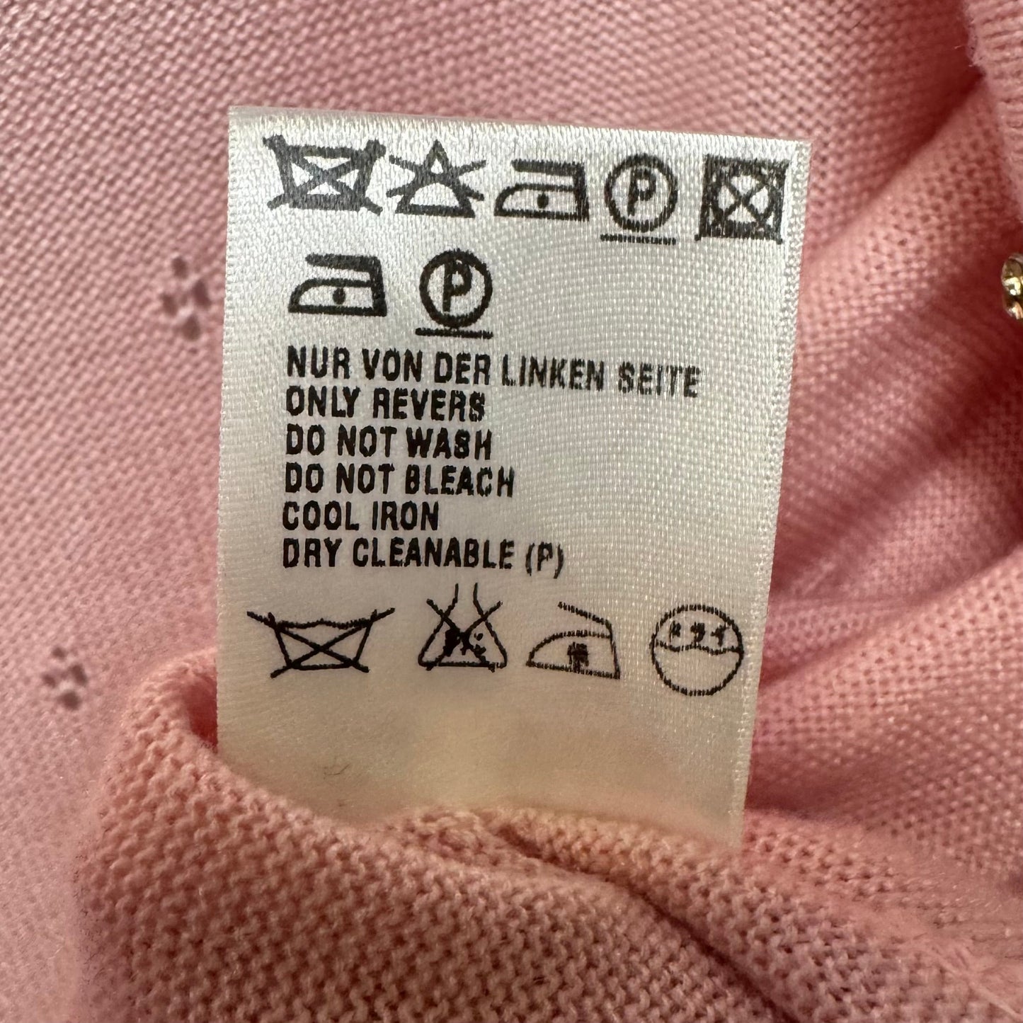 Cashmere Silk Blend Cardigan Sweater Twin Set Designer By Escada In Pink, Size: M