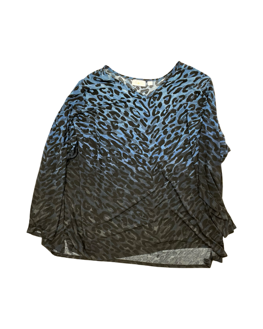 Top Ls By Belle By Kim Gravel In Black & Blue, Size:3X