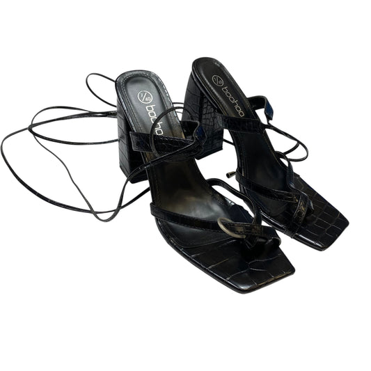Sandals Heels Block By Boohoo Boutique In Black, Size:7