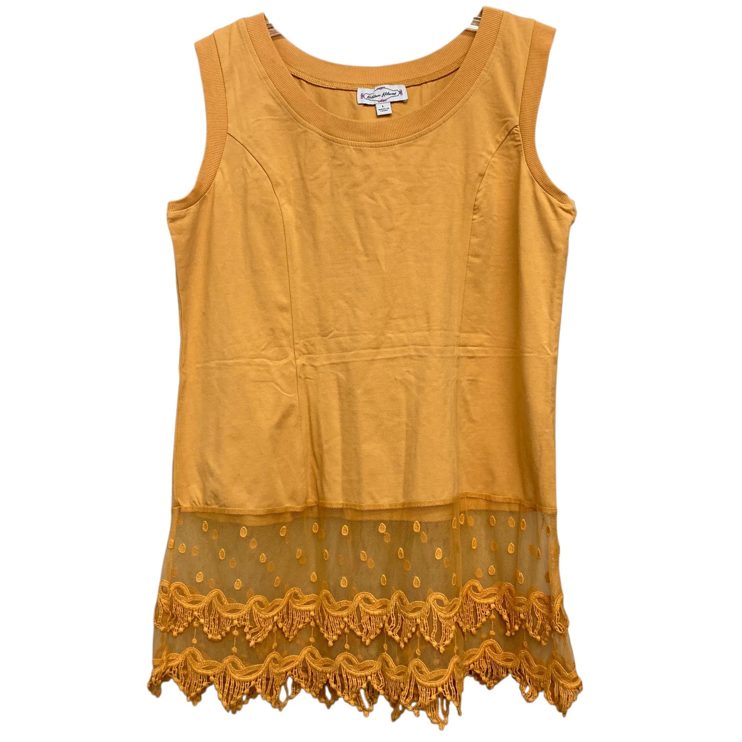 Top Sleeveless By Kathleen Kirkwood In Gold, Size:L