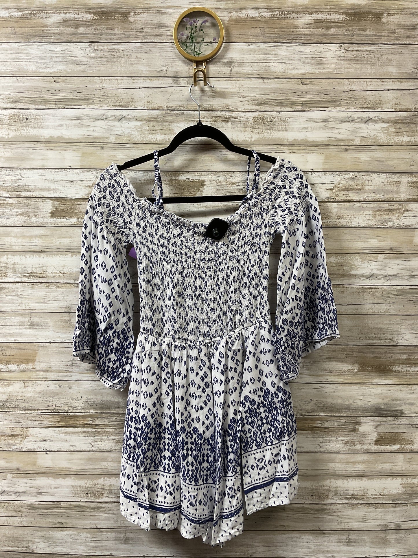 Dress Casual Short By Japna In Blue & White, Size:M