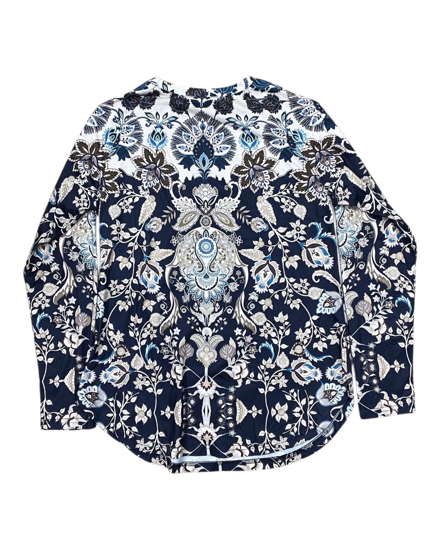 Top Ls By Clothes Mentor In Blue & Tan, Size:M