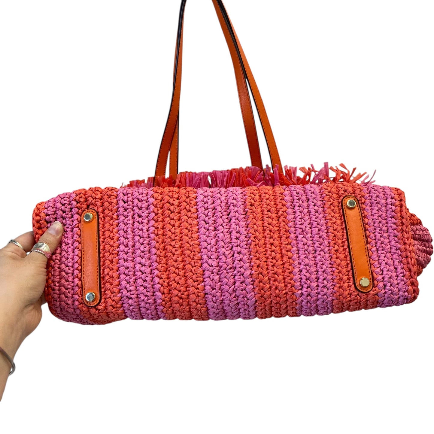 Tote Designer By Kate Spade In Orange & Pink, Size:Large