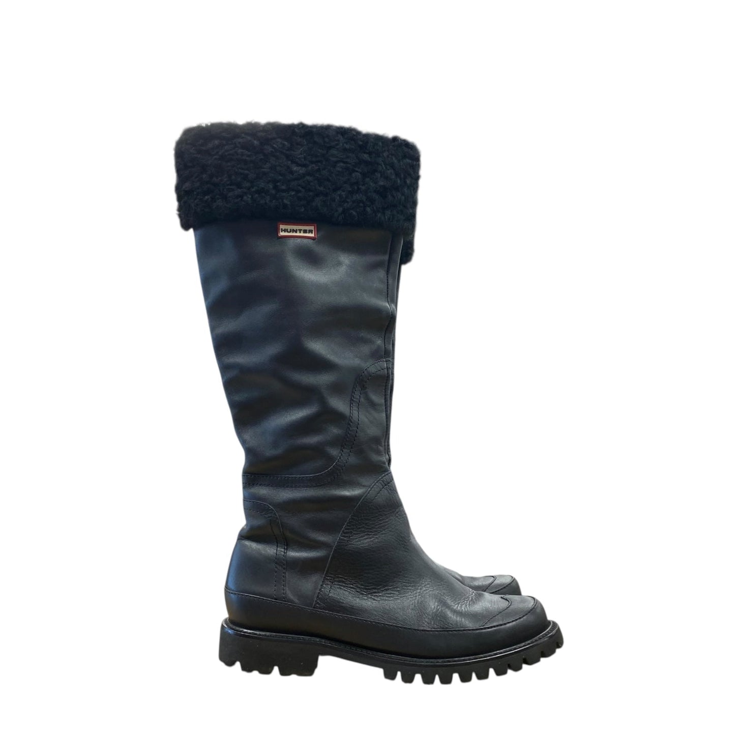 Boots Knee Flats By Hunter In Black, Size:9.5