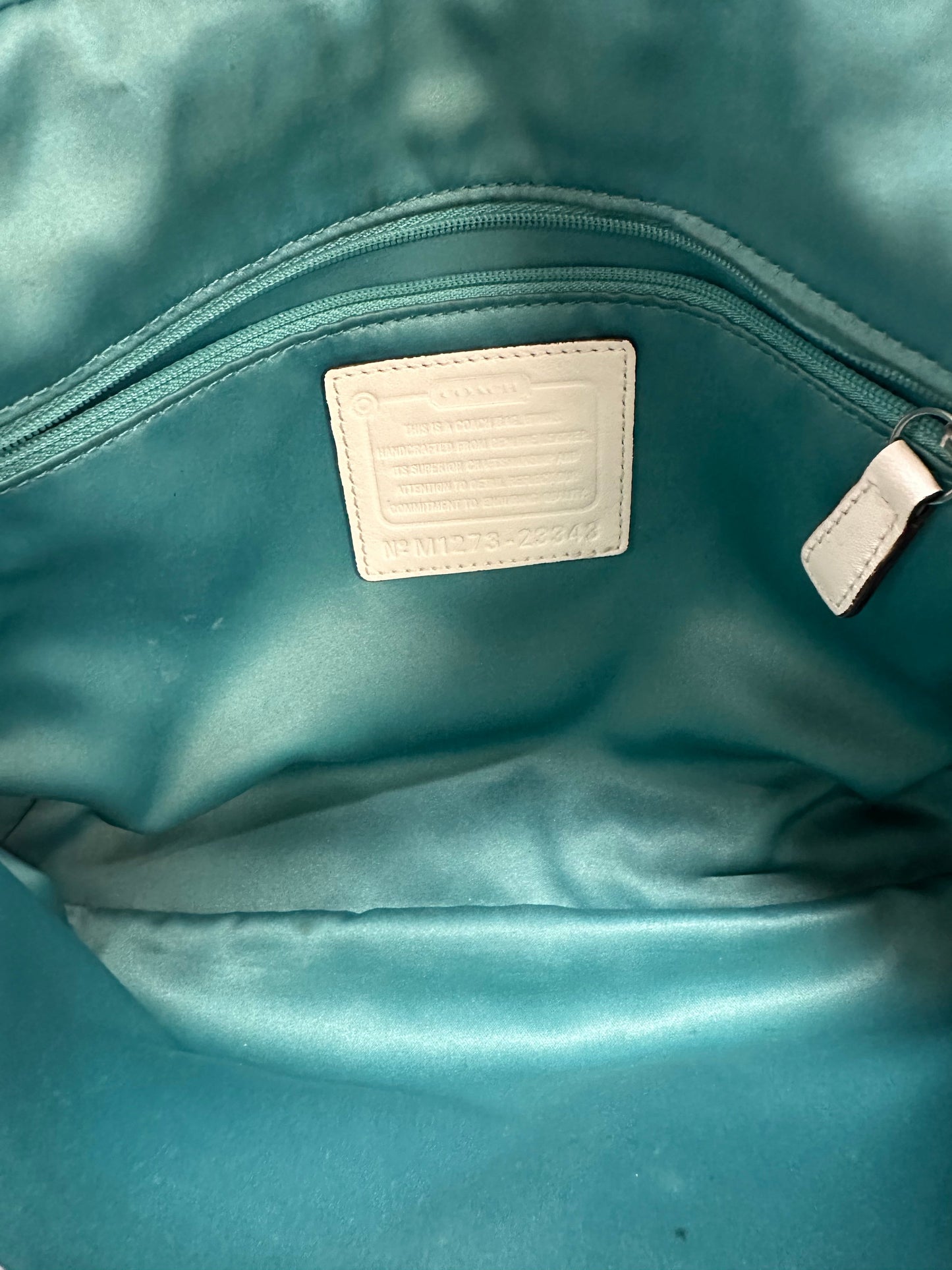 Handbag Designer By Coach In White, Size:Medium