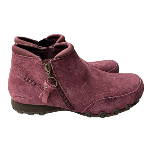 Boots Ankle Flats By Skechers In Purple, Size:10