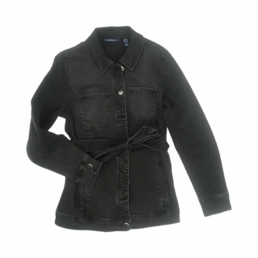 Jacket Denim By Isaac Mizrahi Live Qvc In Black Denim, Size:Xs