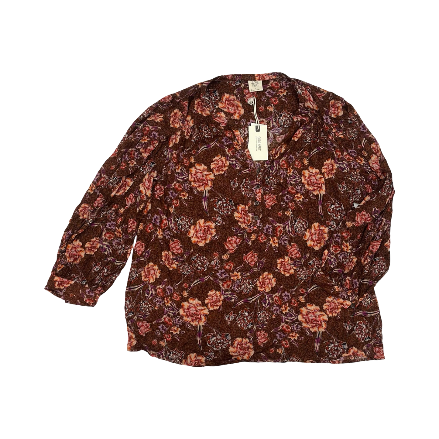 Blouse Ls By Good Hart In Floral Print, Size:L