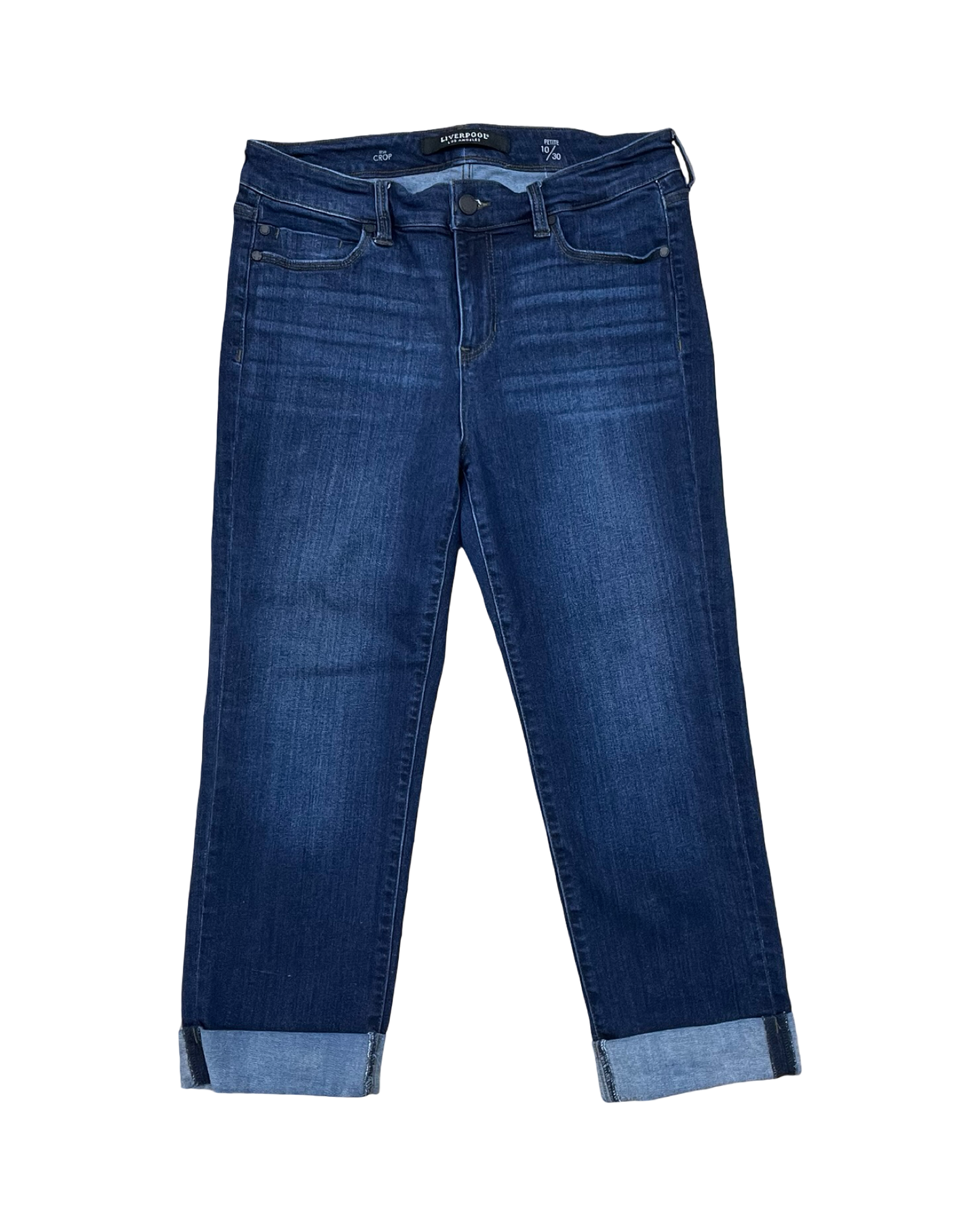 Jeans Cropped By Liverpool In Blue Denim, Size:10P