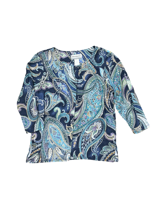 Top 3/4 Sleeve By Alfred Dunner In Blue, Size:Mp