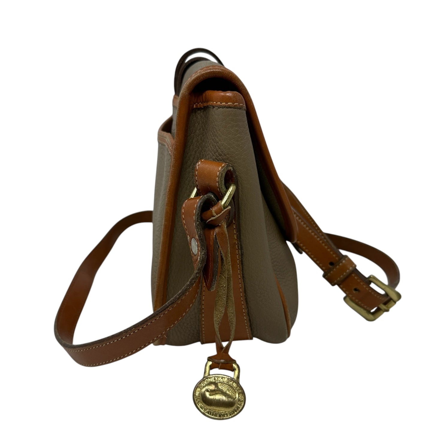 Vintage All-Weather Leather (AWL) Equestrian Crossbody Shoulder Bag Designer By Dooney And Bourke, Size: Medium