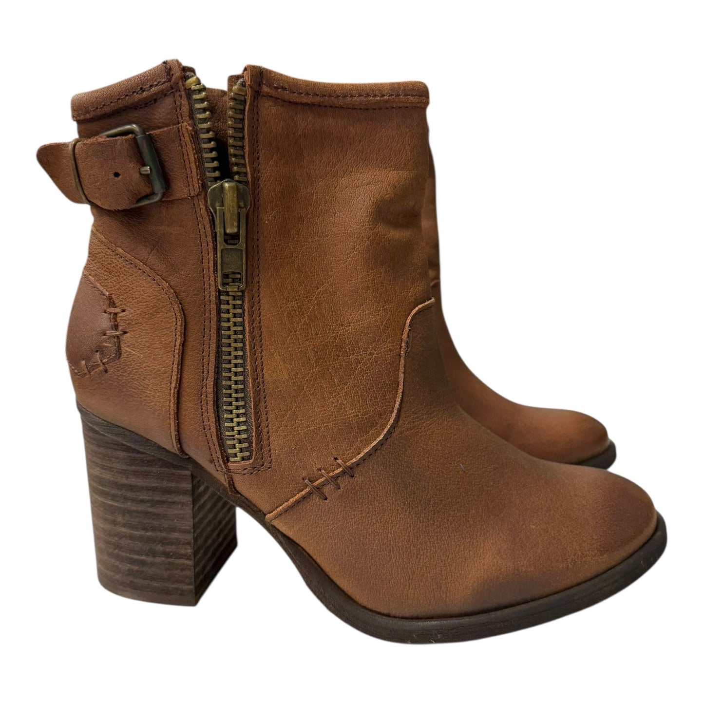 Boots Ankle Heels By Cme In Tan, Size:8.5