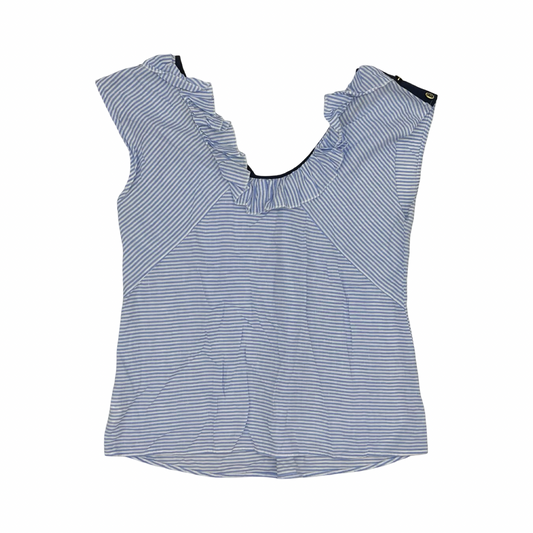 Blouse Ss By Clothes Mentor In Blue & White, Size:M