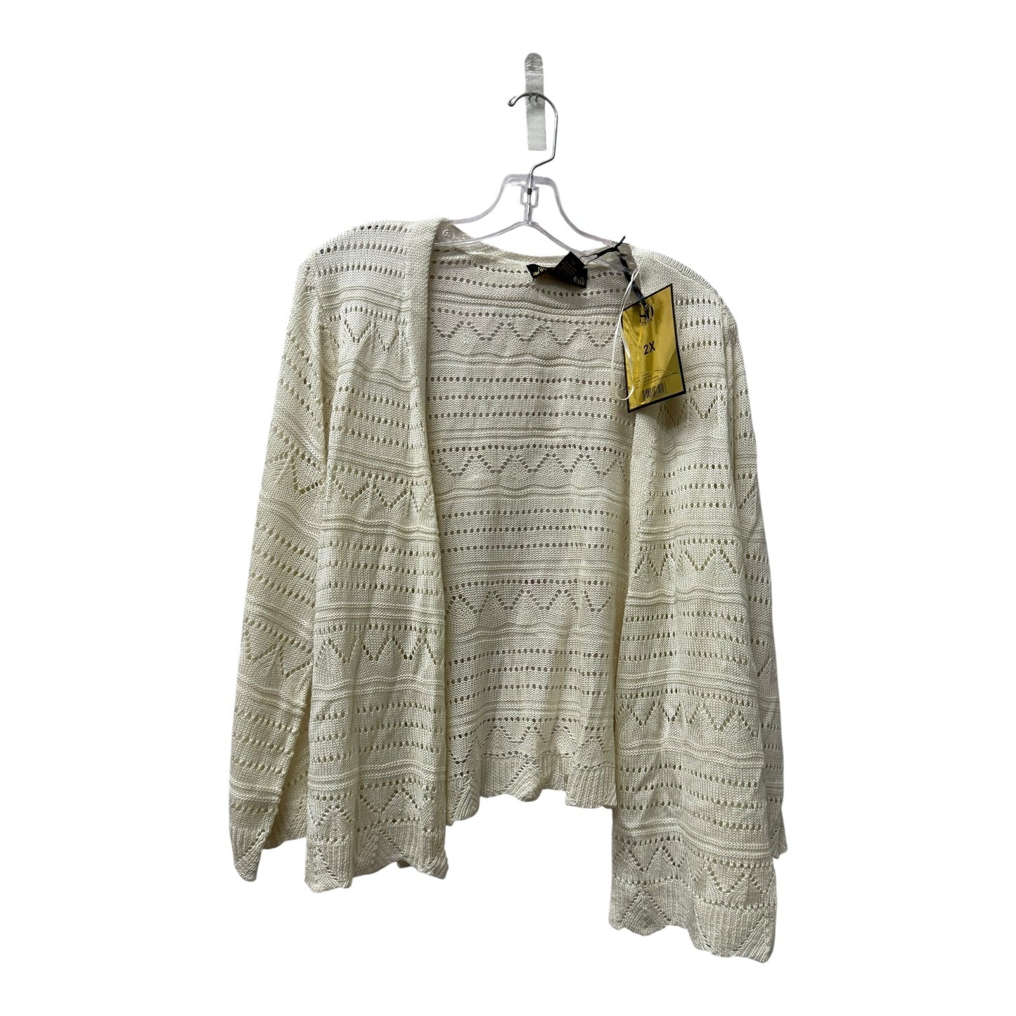 Cardigan By 80 PARK In Ivory, Size:2X