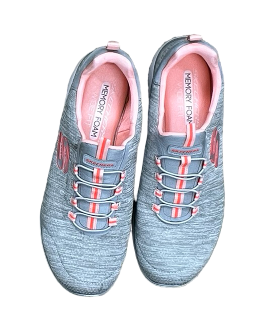 Shoes Sneakers By Skechers In Grey & Orange, Size:8.5