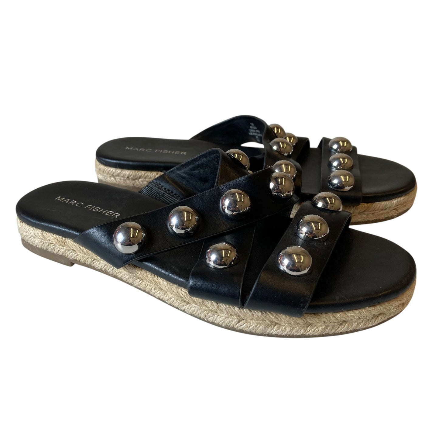 Sandals Flats By Marc Fisher In Black, Size:7.5