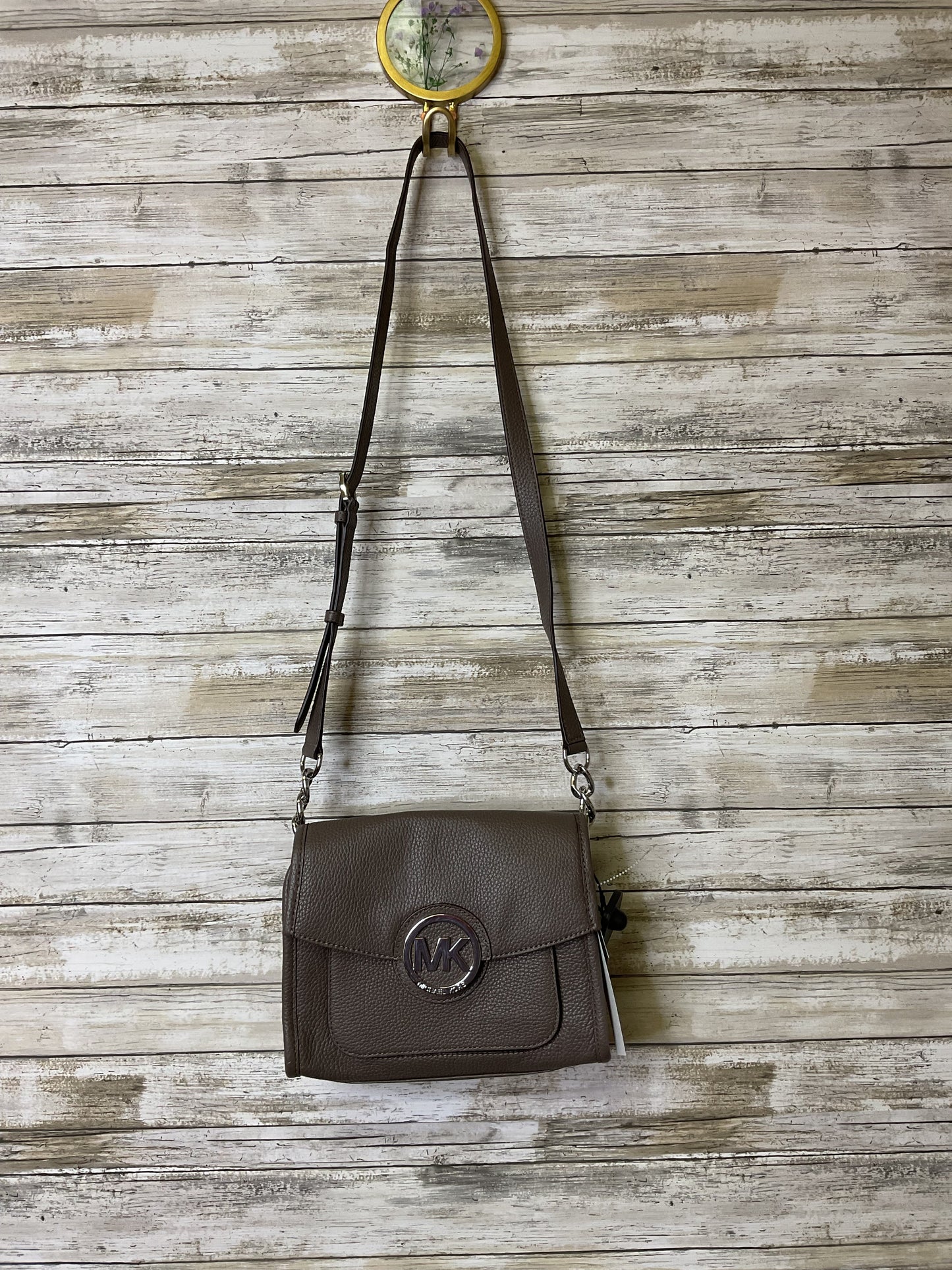 Crossbody Designer By Michael Kors In Taupe, Size:Small