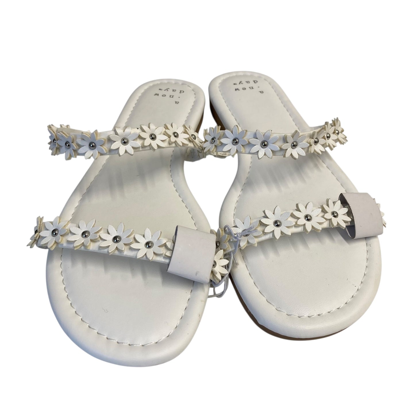 Sandals Flip Flops By A New Day In White, Size:6