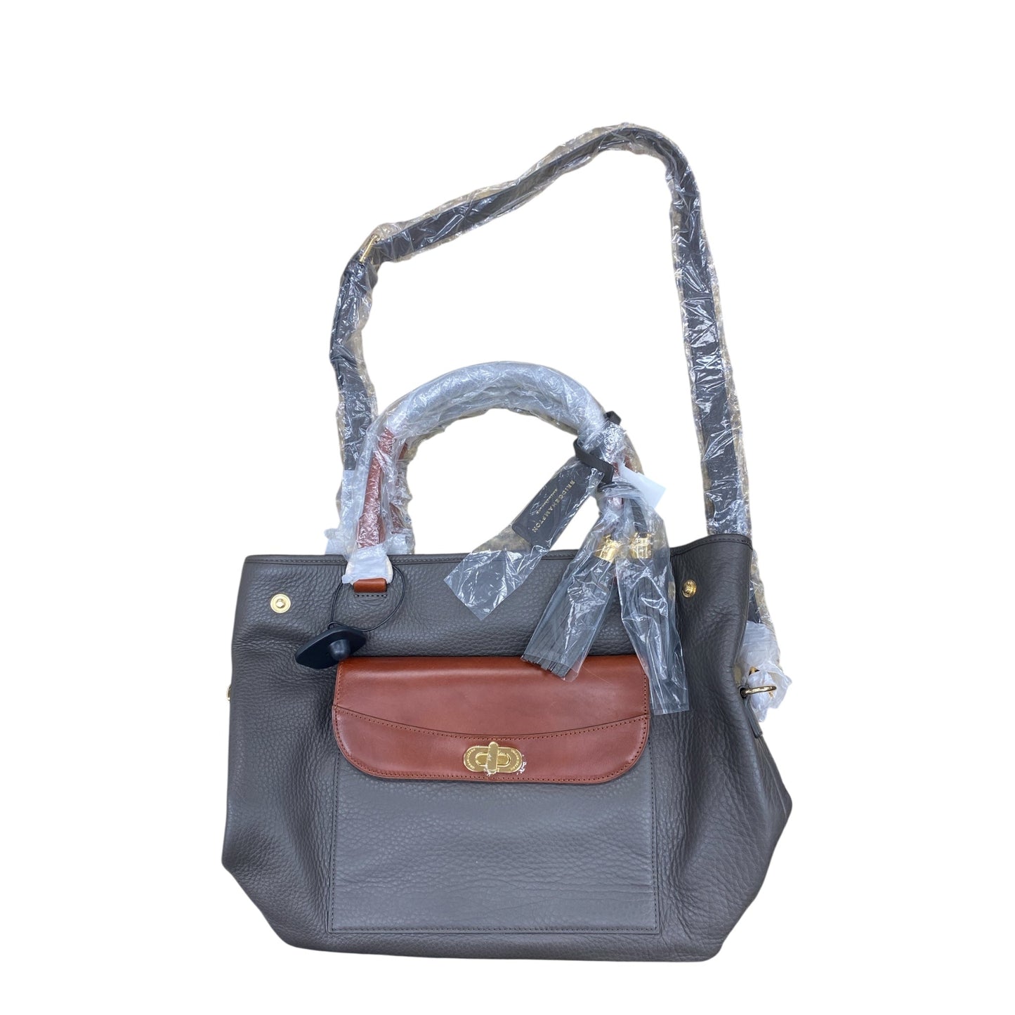 Handbag Leather By Isaac Hazan In Taupe, Size:Large