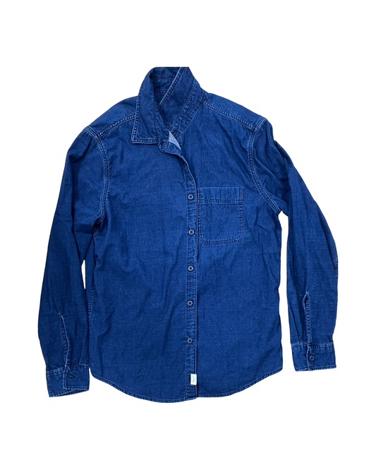 Blouse Ls By American Eagle In Blue Denim, Size:M