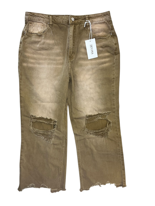 Jeans Wide Leg By Zenana In Brown, Size:12