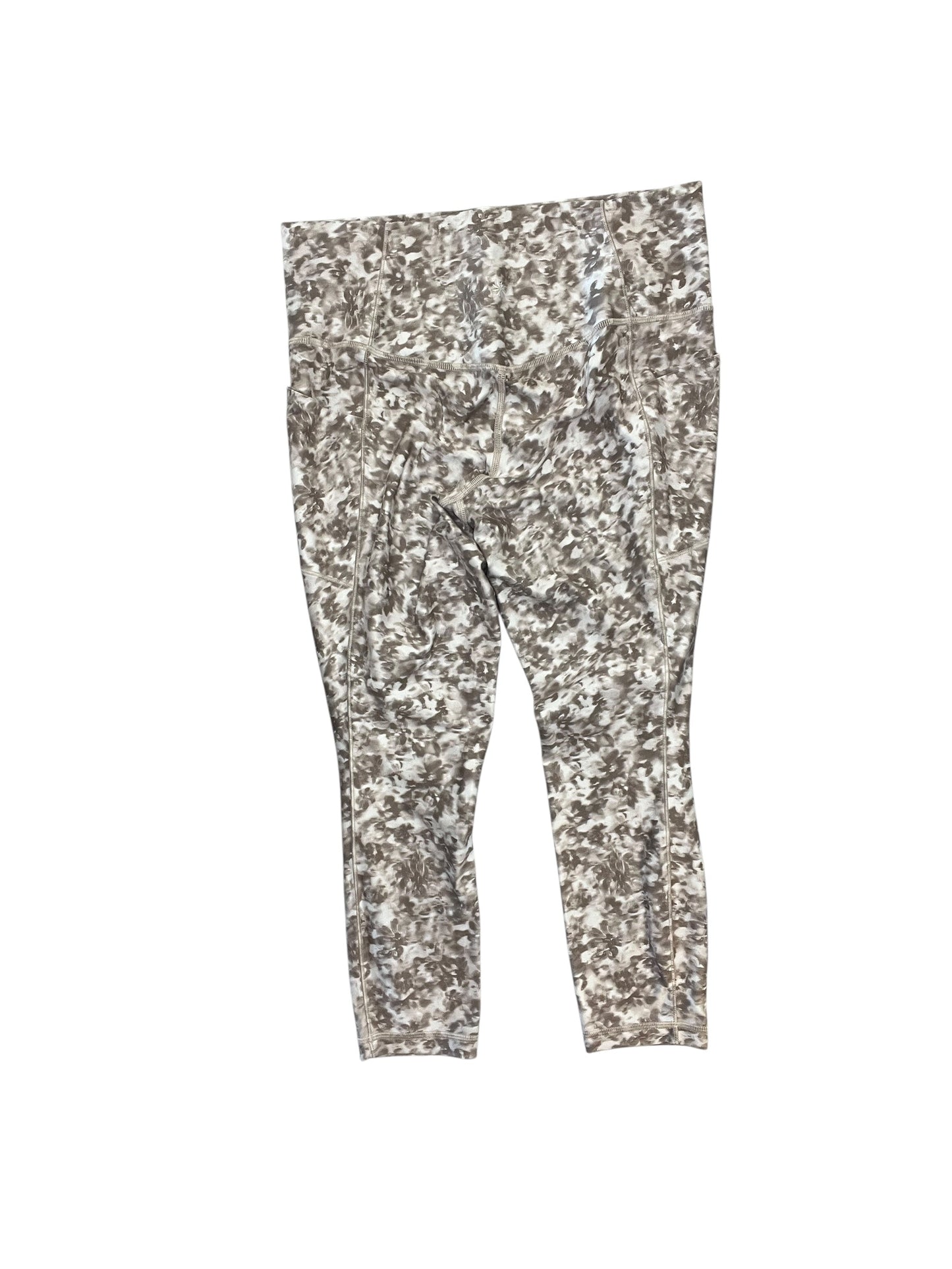 Athletic Leggings By Athleta In Brown & Cream, Size:L