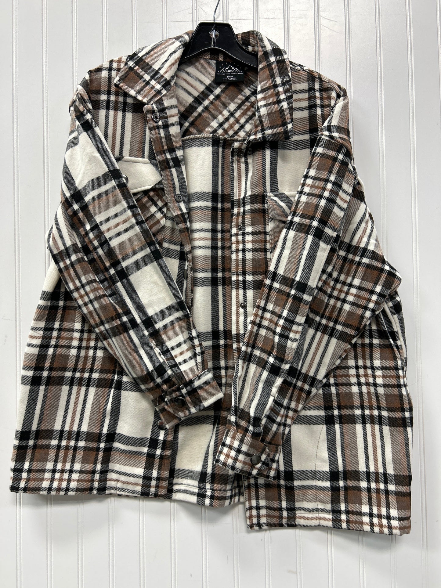 Jacket Fleece By Hfx In Brown & Cream, Size:S