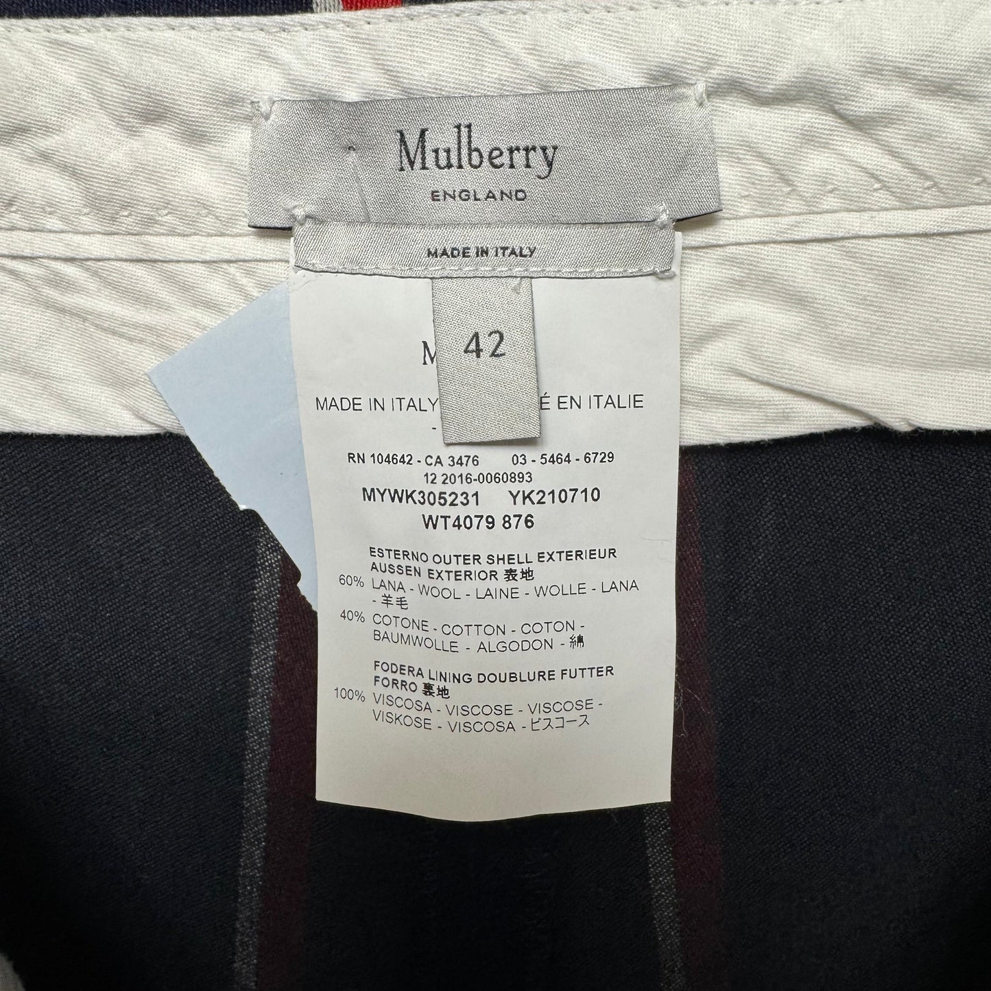 Wool Blend Cropped Wide Leg Trousers Luxury Designer By Mulberry In Striped Pattern, Size: 6