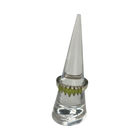 Ring Statement By Clothes Mentor In Green & Silver, Size:6
