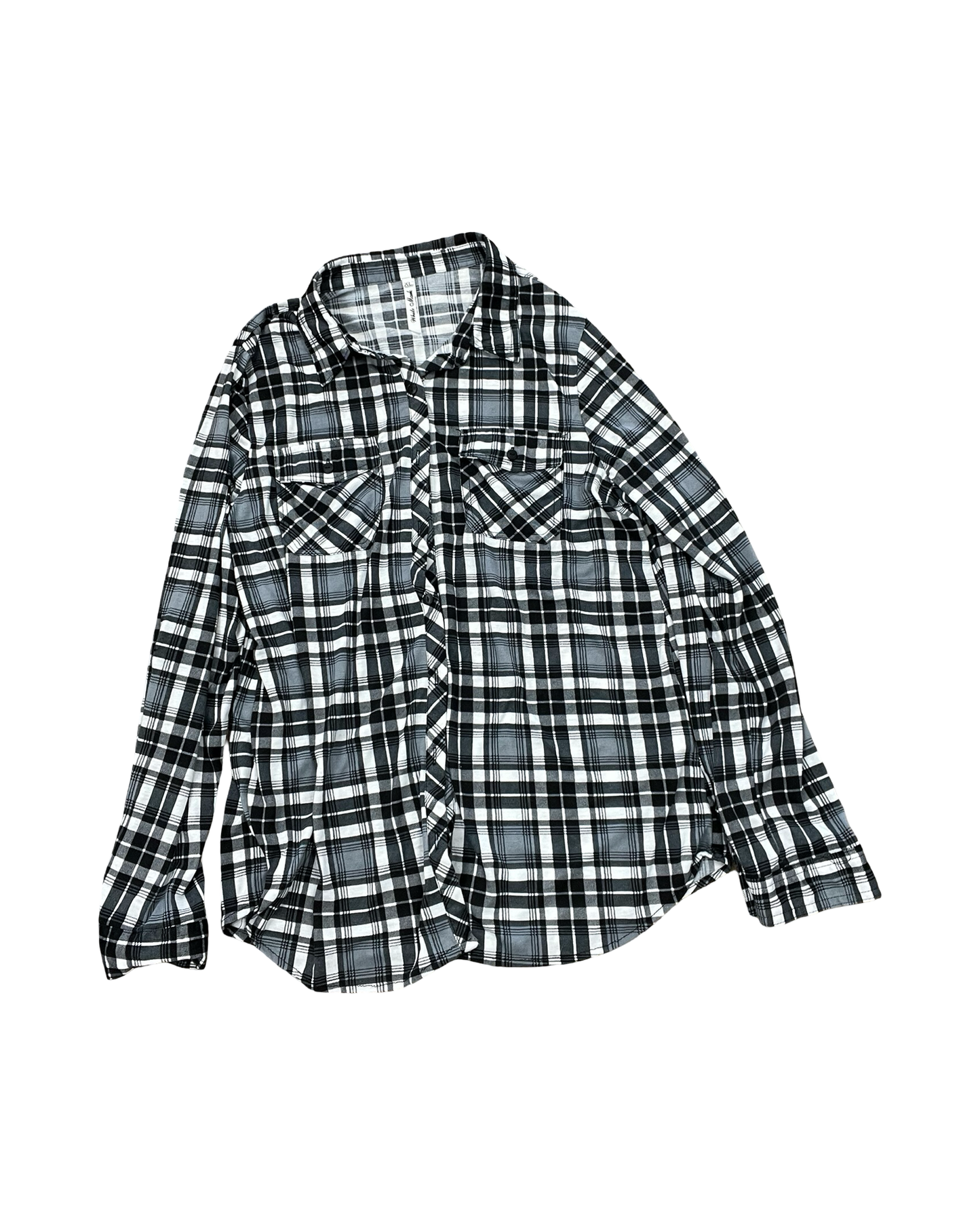 Blouse Ls By White Mark In Black & White, Size:Xl