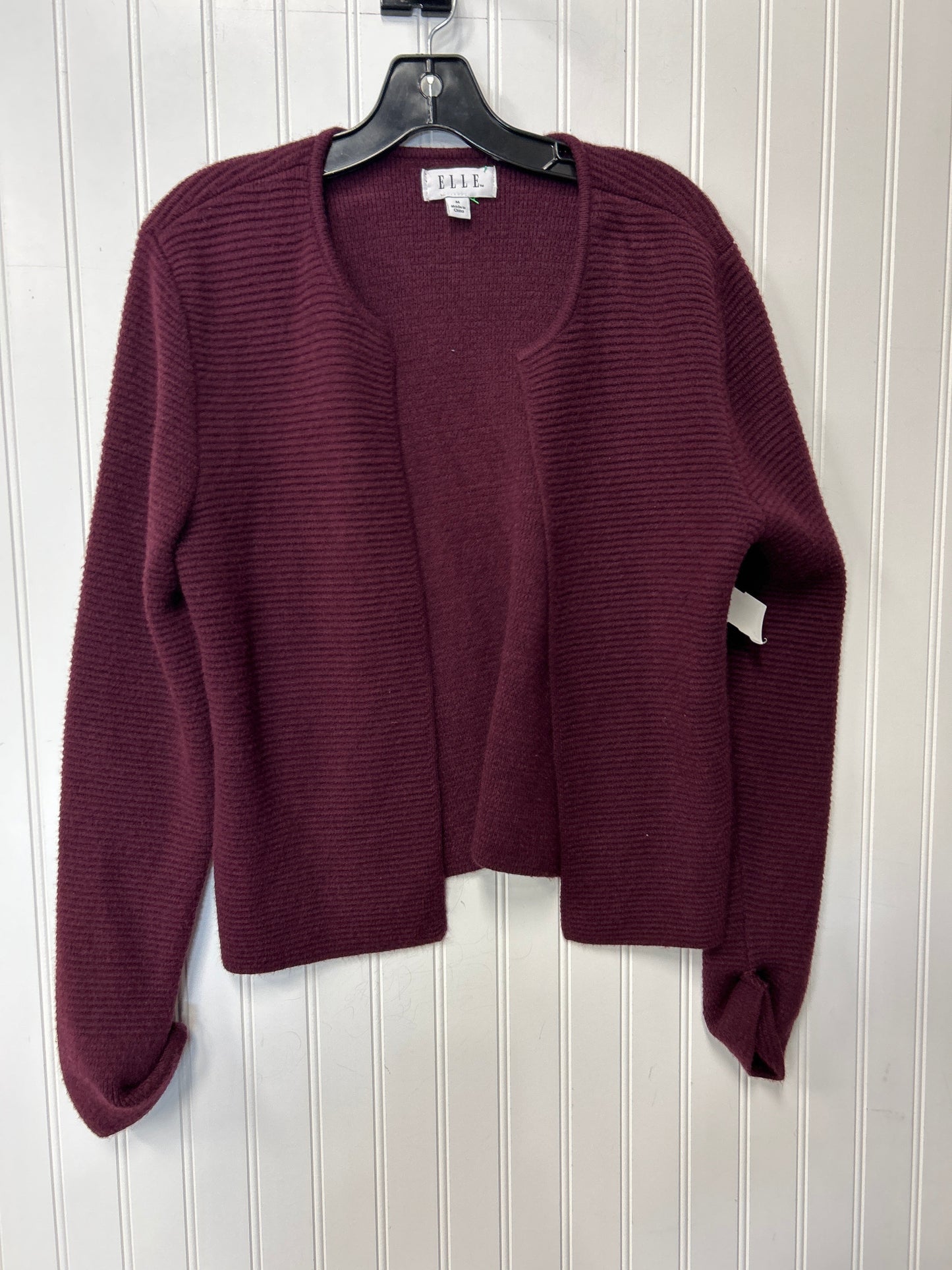 Sweater Cardigan By Elle In Maroon, Size:M
