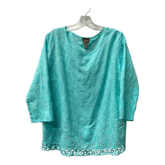 Top 3/4 Sleeve By Chicos In Aqua, Size:L